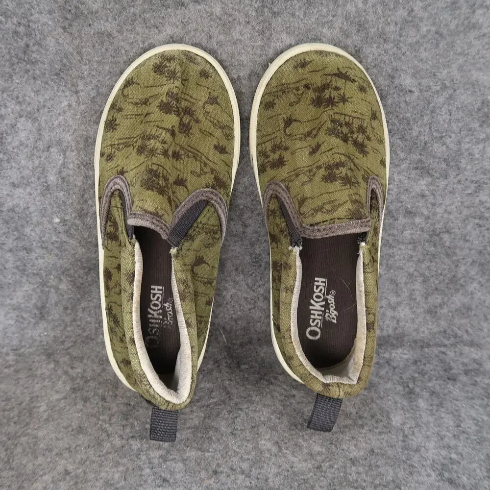 OshKosh B'Gosh Shoes Kids 10 Sneakers Slip On Trainers Fabric Green Toddler Boy